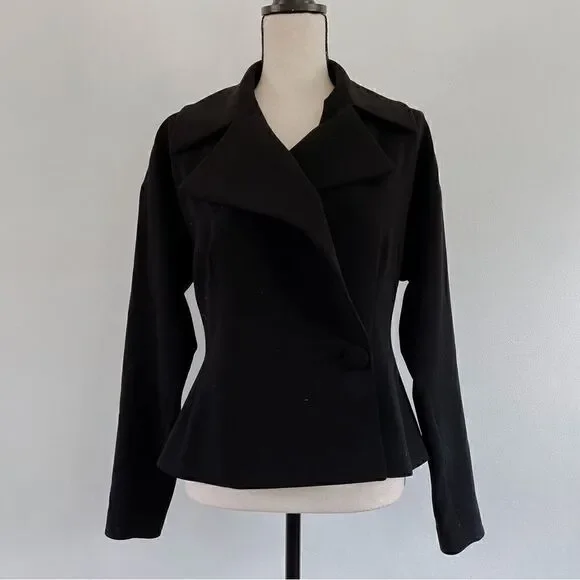 Ralph Lauren Collection Purple Label Chrystie Wool Black Blazer Jacket Sz 8